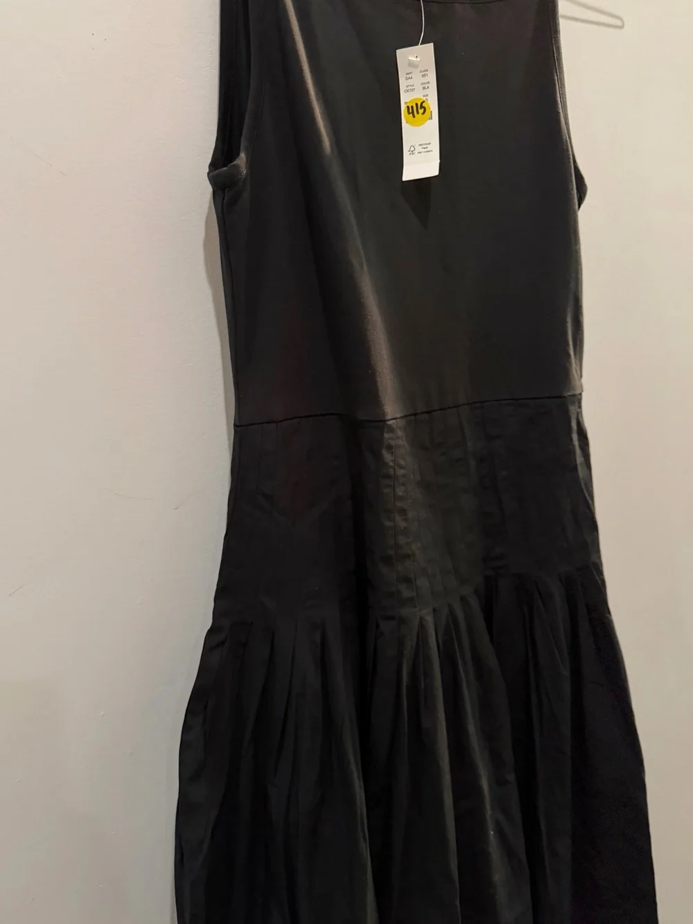 J.Crew Pintuck Mixy Midi Dress Black Stretch Cotton Poplin A-Line Sz S NEW CK707